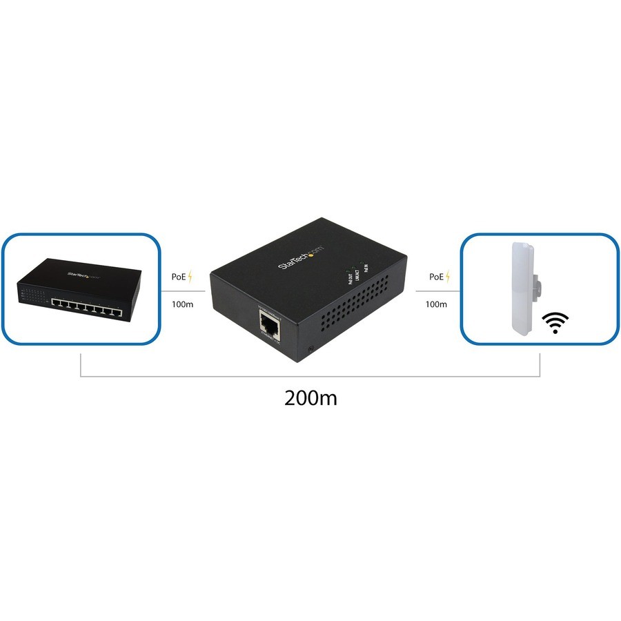 Startech IT POEEXT1GAT Gigabit PoE+ Extender 100m 802.3at/af