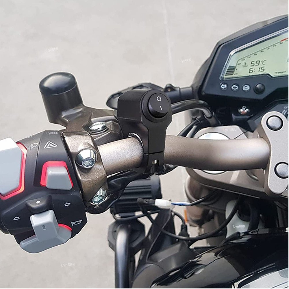 Handlebar Switch 12V Black Fit 7/8" (22mm) Handlebar Button ON OFF Switch AUXITO