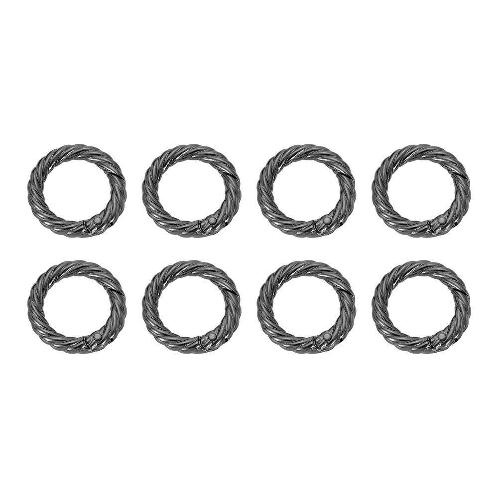 8pcs Spring O Rings 3/4" Round Trigger Metal Snap Hook Key Ring Gun Black