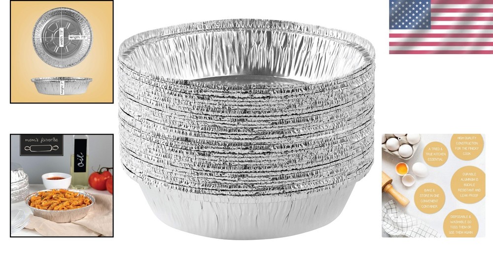 Versatile 7'' Round Foil Baking & Cooking Pans, 20-Pack - Durable & Safe