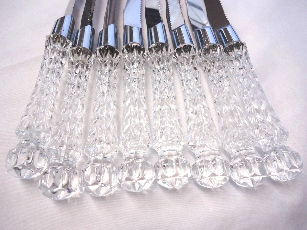CRYSTAL HANDLE STAINLESS STEAK KNIFE 8-PIECES