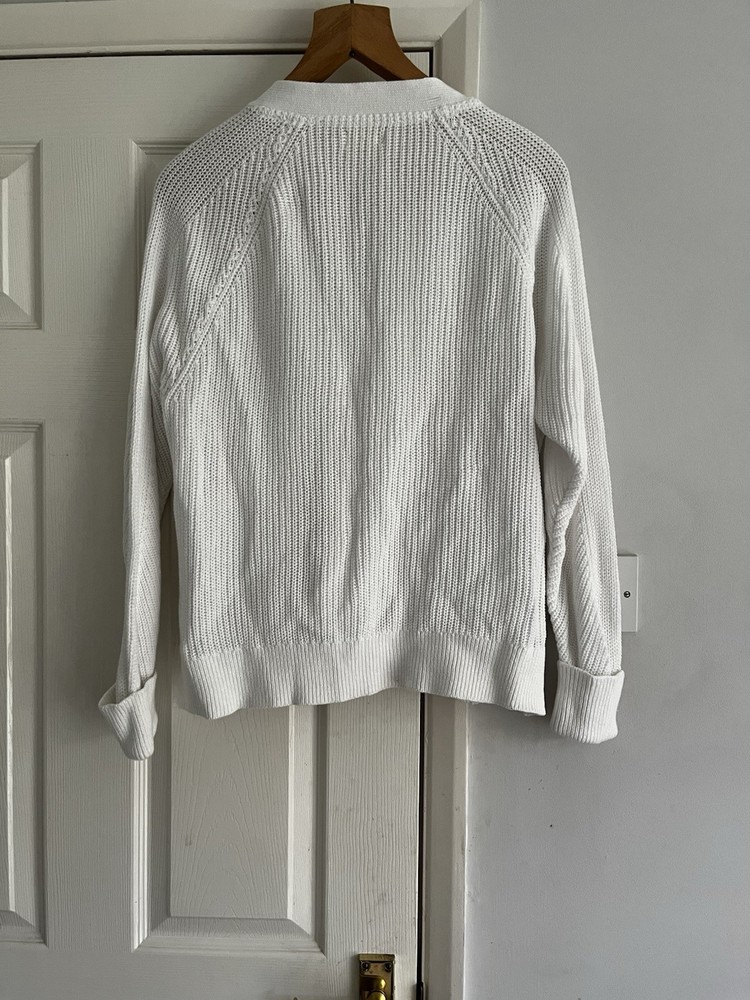 Fatface Lila White Cotton Cardigan Size 16