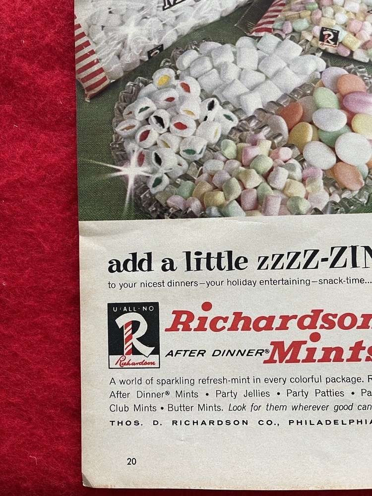 Vintage 1967 Richardson Mints Print Ad After Dinner Mints