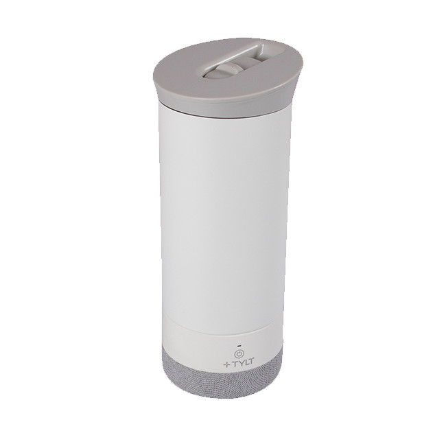 Tylt Drink Speaker Mug Hydration Mug + Bluetooth Speaker Cream.