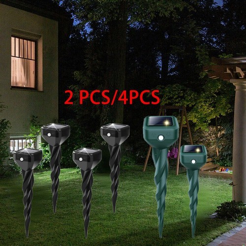 2-4 Solar Power Animal Ultrasonic Repellent Mice Gopher Mole Pest Snake Repeller