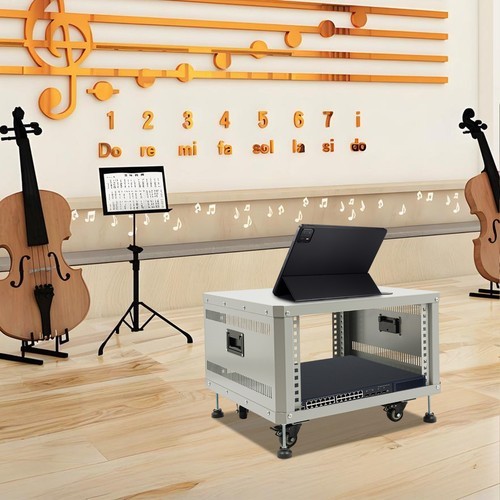 6U Audio&Studio Rack with Caster Wheels DJ Rolling Server Shelf Open Cabinet