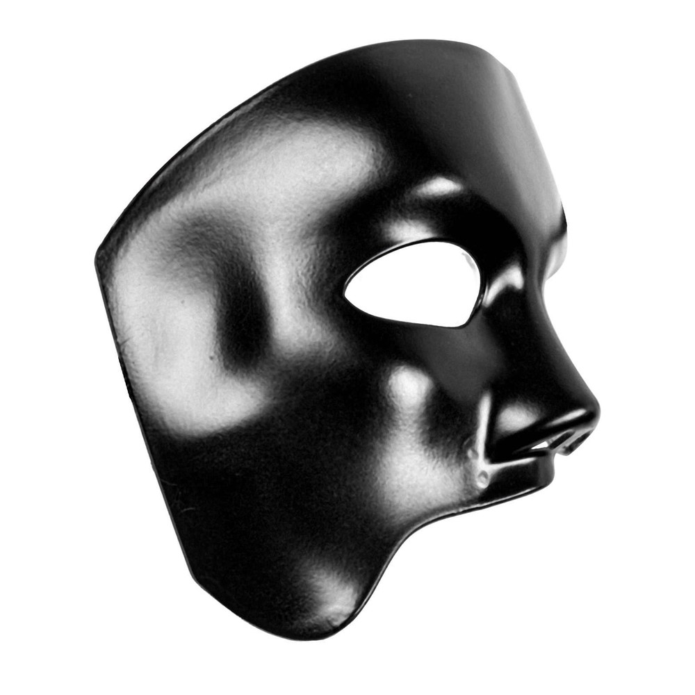 Black Phantom Half Face Mask for Classic Opera and Masquerade