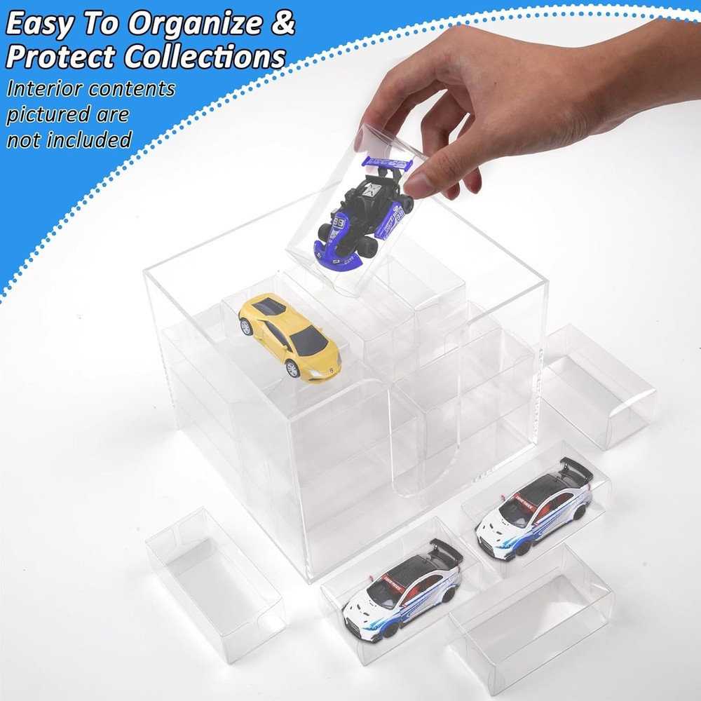 120 PCS 1/64 Display Case for Model Car,Clear Display Case,Storage Display Case,