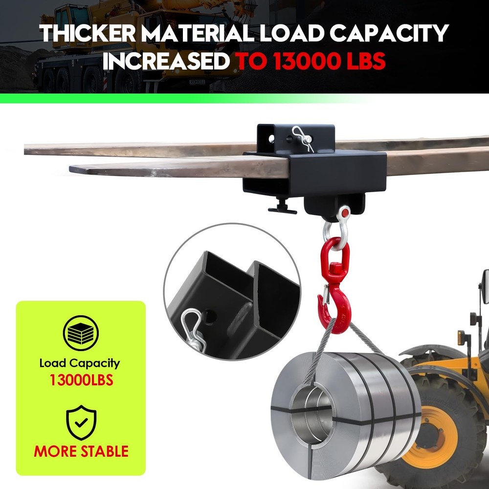 Forklift Lifting Hook, Fork Lifting Attachment, with Trailer Hitch, ForkliftL...