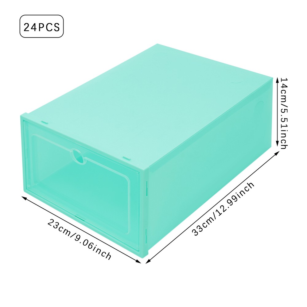 24 Pack Green Stackable Shoe Boxes Shoe Storage Box Shoe Storage Organizer