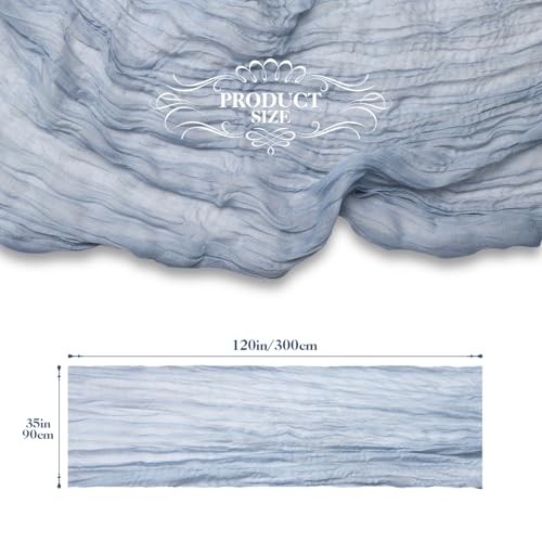 Le courant 10Ft Cheesecloth Table Runner, Rustic Boho 10ft x 1pc Dusty Blue