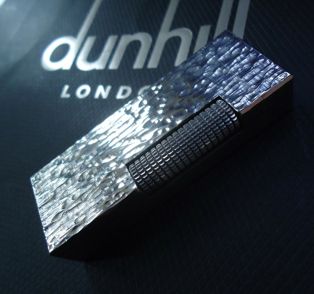 Dunhill Rollagas Lighter - Silver Plated - 'Bark' Pattern - Serviced