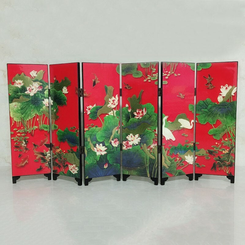 48cm Chinese Wooden Folding Screen Privacy Divider Mini Panel Desktop Decor