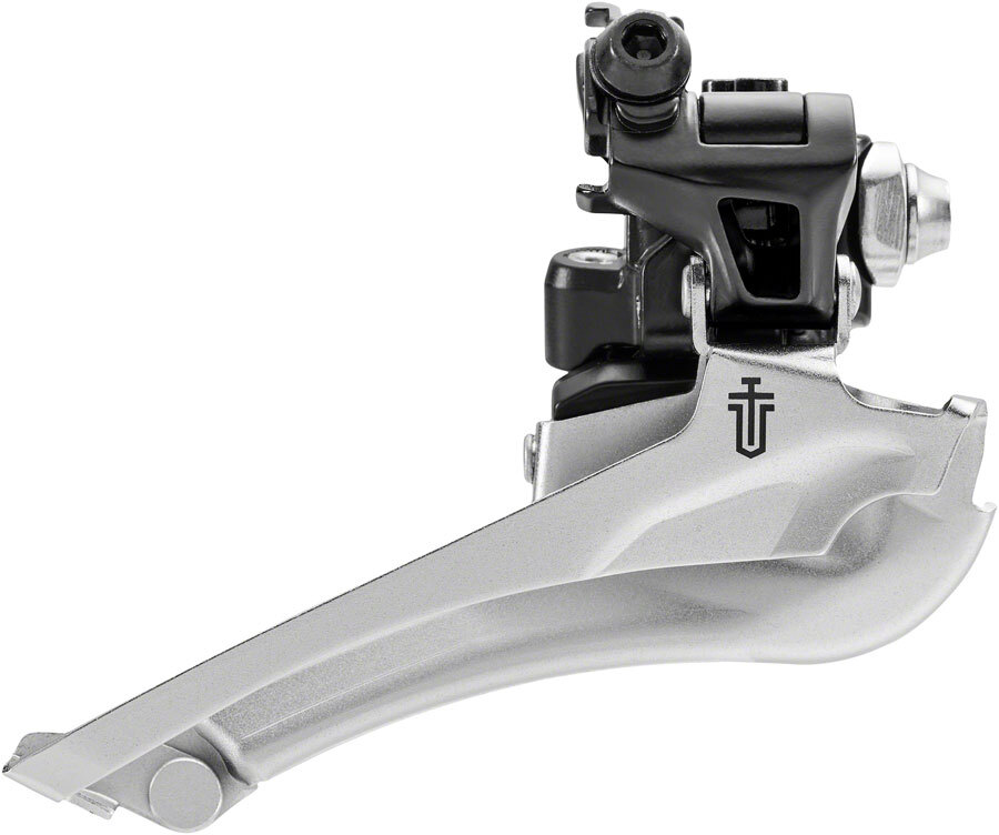 microSHIFT Sword Black Front Derailleur - 9-Speed, Double, 46-52t Max Ring, Braz