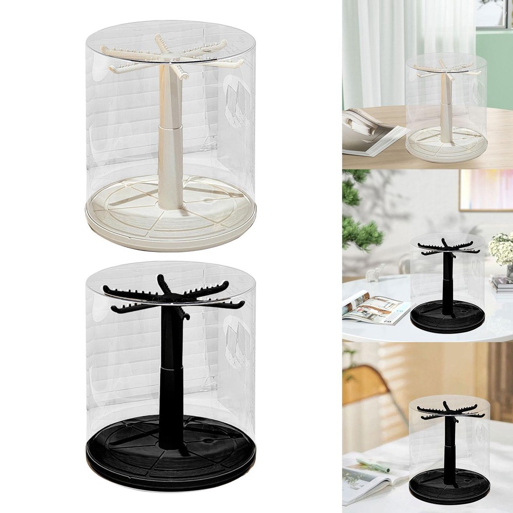 Rotating Clear Display Case for Keychains Holder Shelf Space Saving Stackable