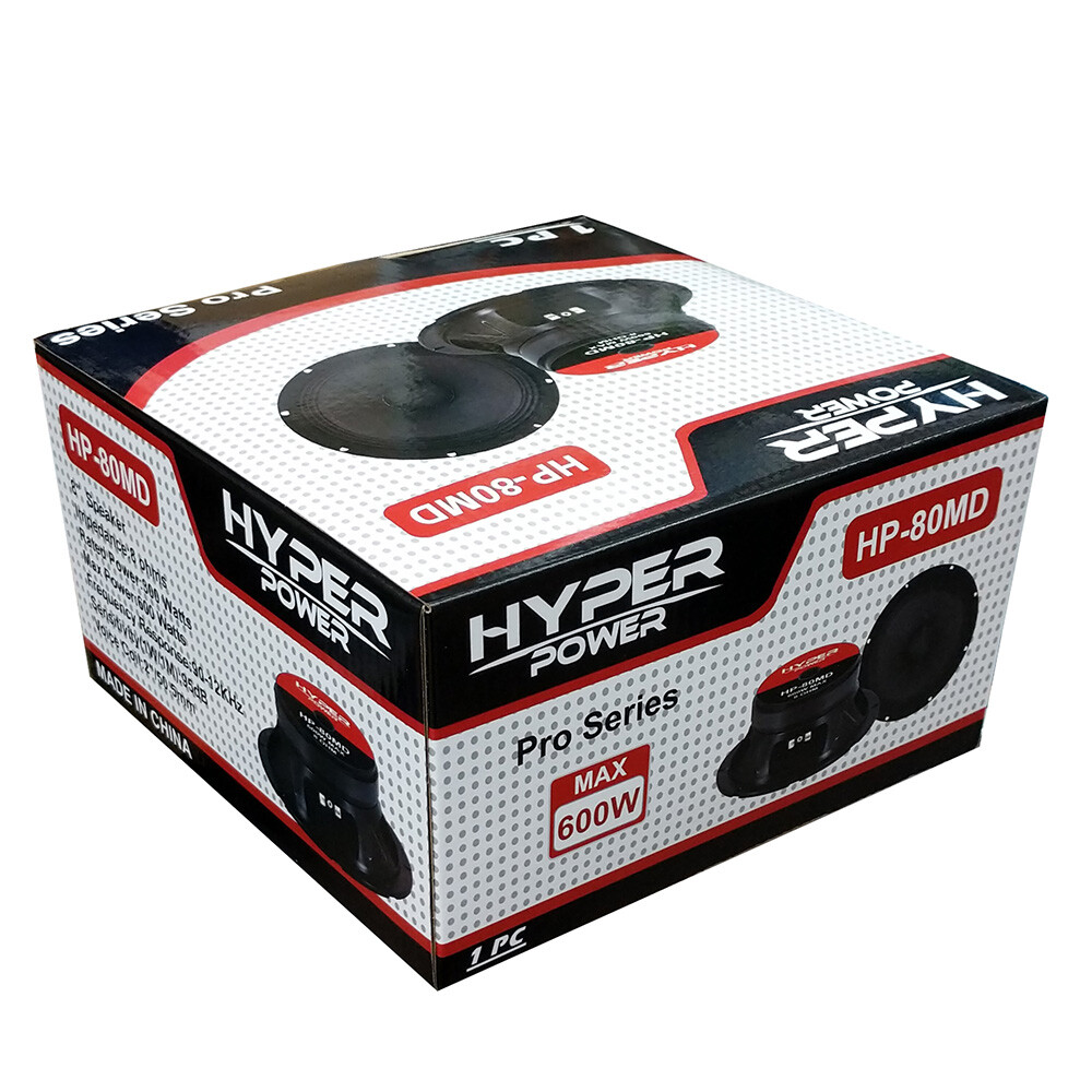 HyperPower 8" High Output Midrange Speaker HP-80MD 300 Watt-RMS 8 ohm (PAIR)