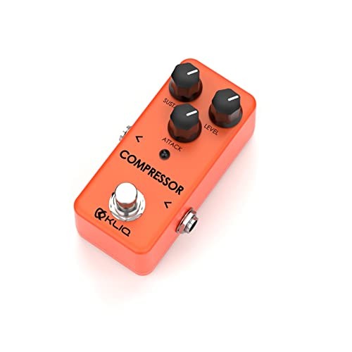 KLIQ Tiny-Compressor Effect Pedal for Guitar & Bass Compressor (Orange)