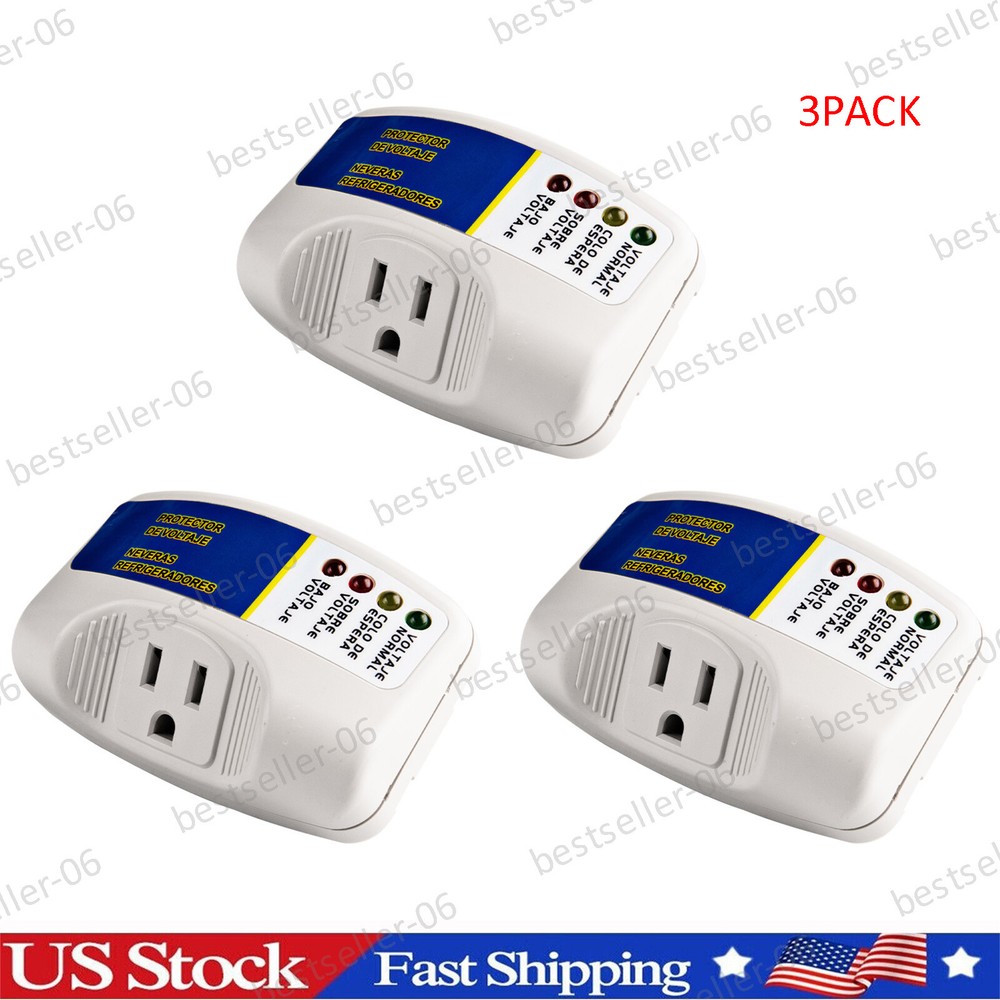 3Pack US 120V Voltage Protector Surge Home Refrigerator Power Outlets