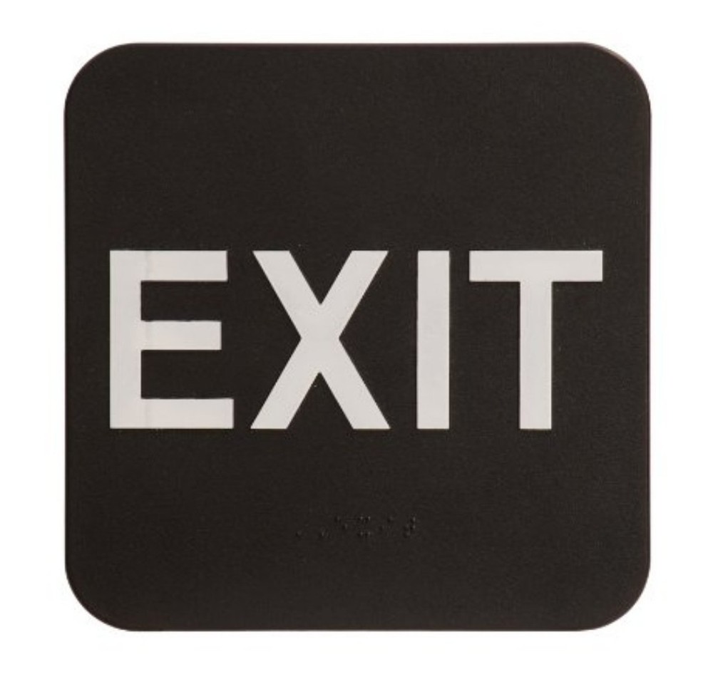 EXIT Sign - ADA - Black & White - Includes Adhesive Tape and Instructions