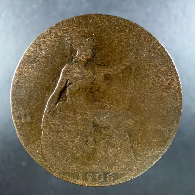 1908 Great Britain Half Penny Heavily Circulated