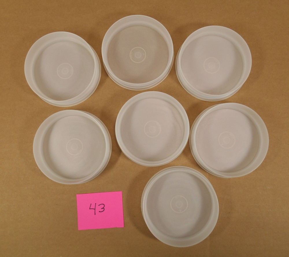 Tupperware 7 Small Hamburger Storage Containers 882 Press, Ring, Lid P43
