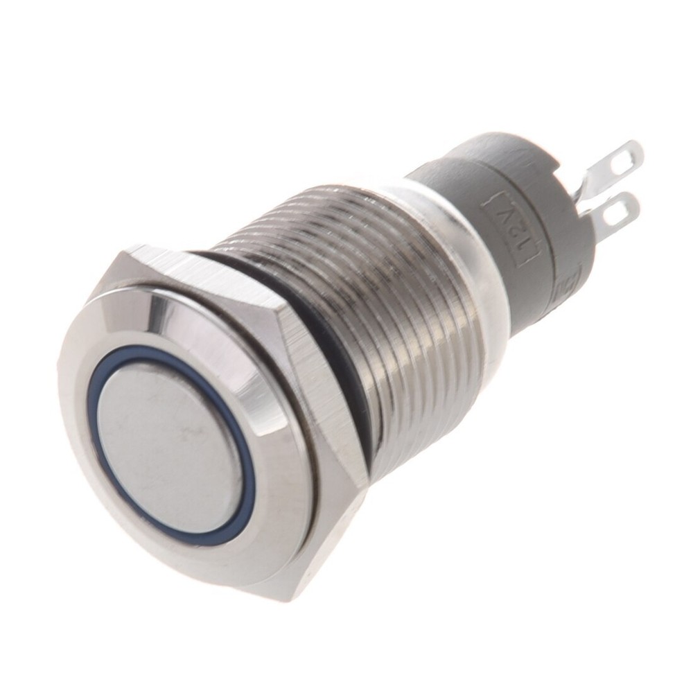 LED ON/OFF Stainless Steel Push Button Panel Mount Switch w/Harness
