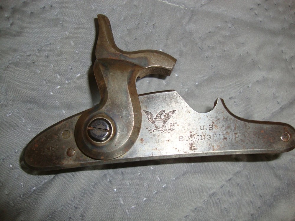 Civil War relic original 1863 Springfield lockplate and hammers, great condition