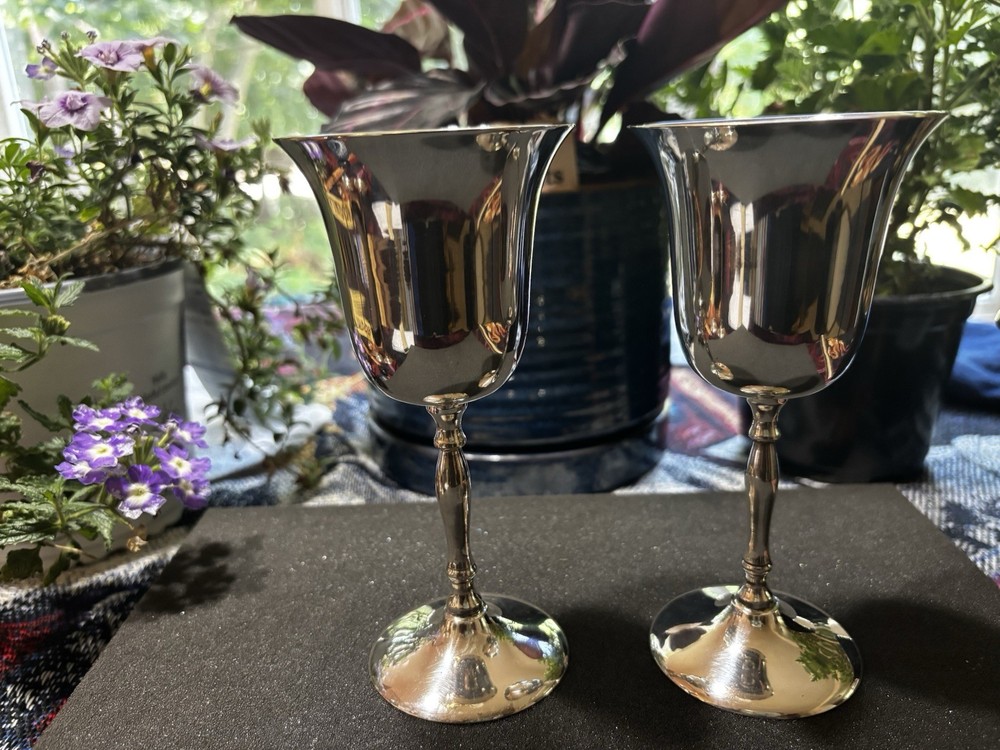 International Silver Co. ~2~ Silver Plate Wine Goblets.