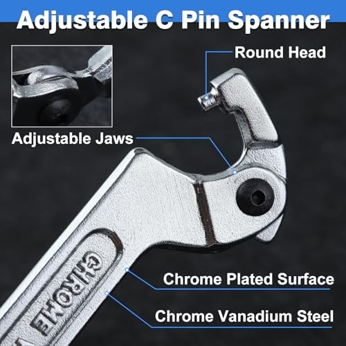 Adjustable C Spanner Hook Wrench Tool Adjustable Pin Spanner 3/4-2"(19-51mm)