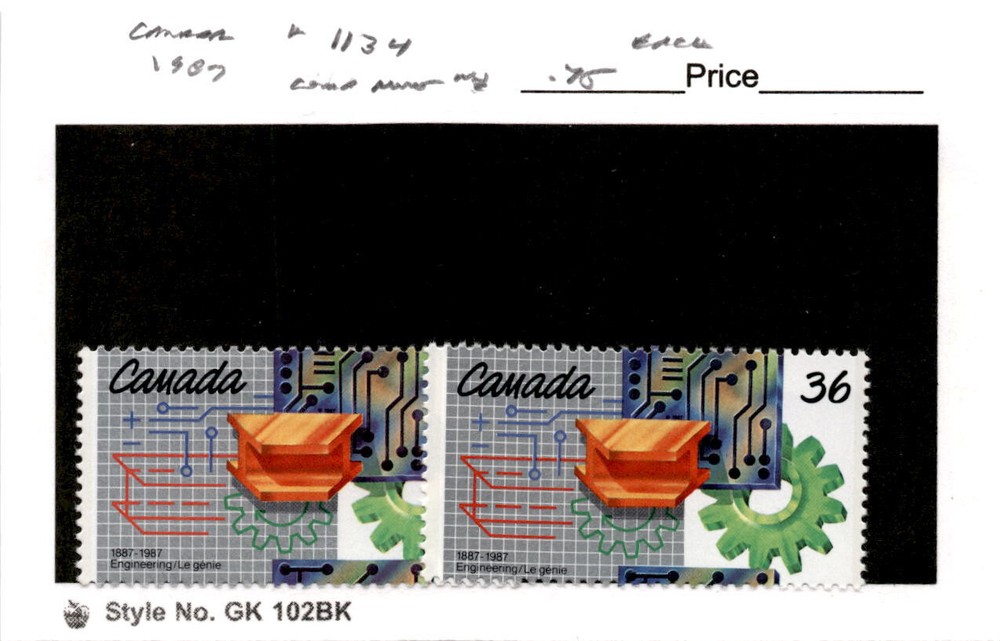Canada, Postage Stamp, #1134 (2 Ea) Mint NH, 1987 Engineer Institute (AD)