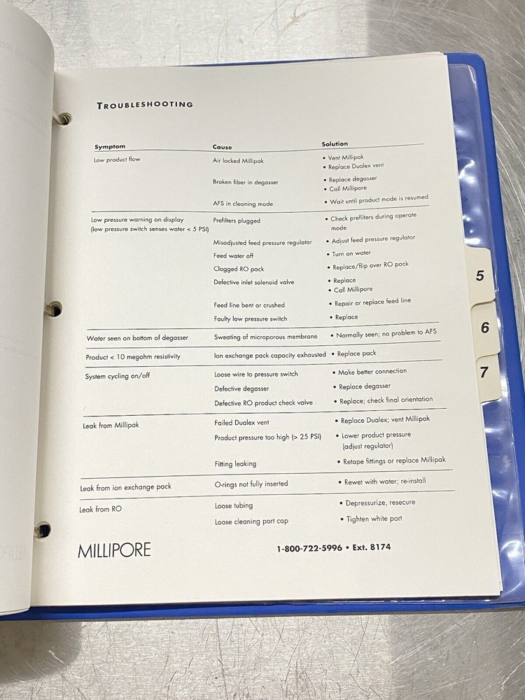 Millipore AFS 300 Water Purification System With VHS - Users Guide / Manual