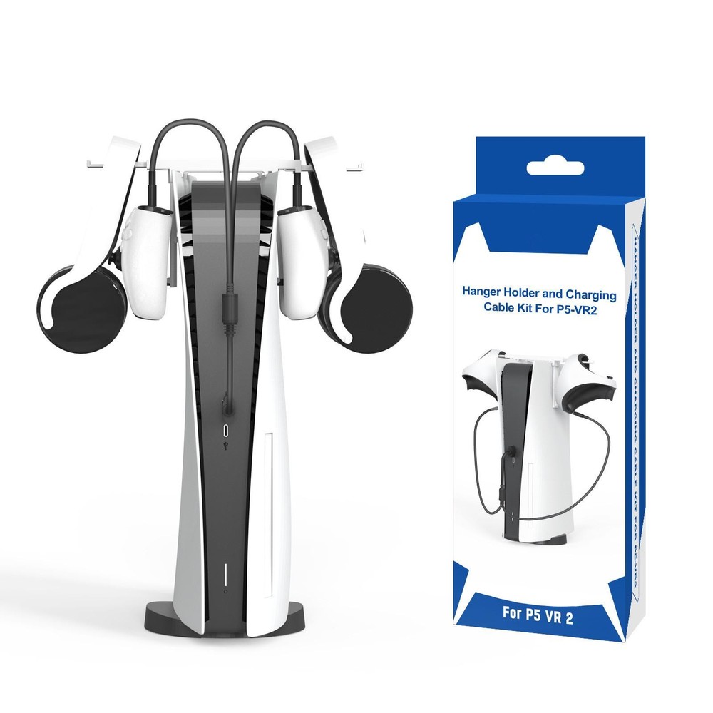Controller Storage Holder Headset Organize Bracket+Charging Cable for PS5 PS VR2