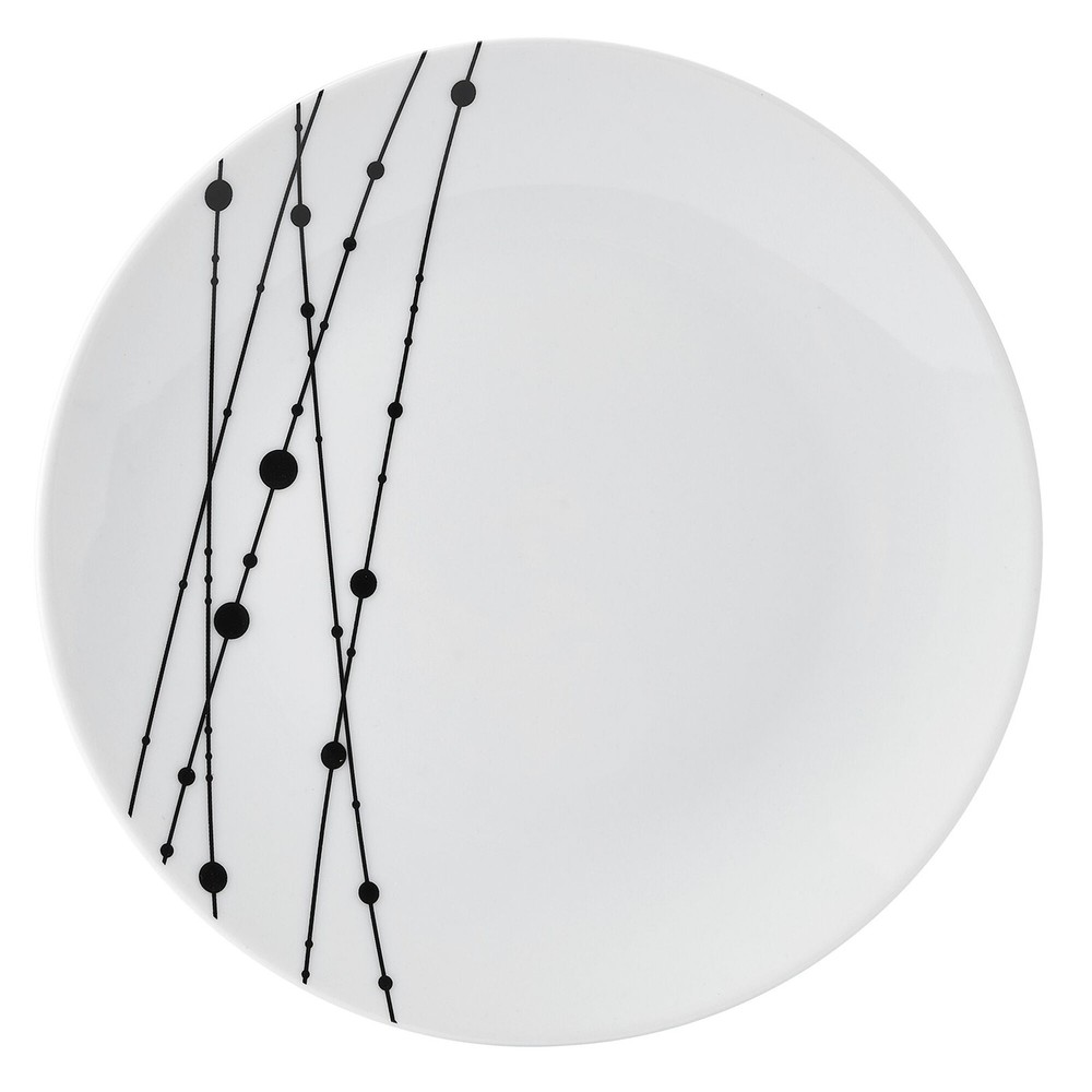 Linear Symphony White Dinnerware Set 12 Piece Porcelain Kitchen Set