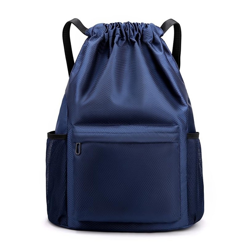 Drawstring Backpack Bag, Waterproof Draw String Back Sack with Zipper Pocket,...