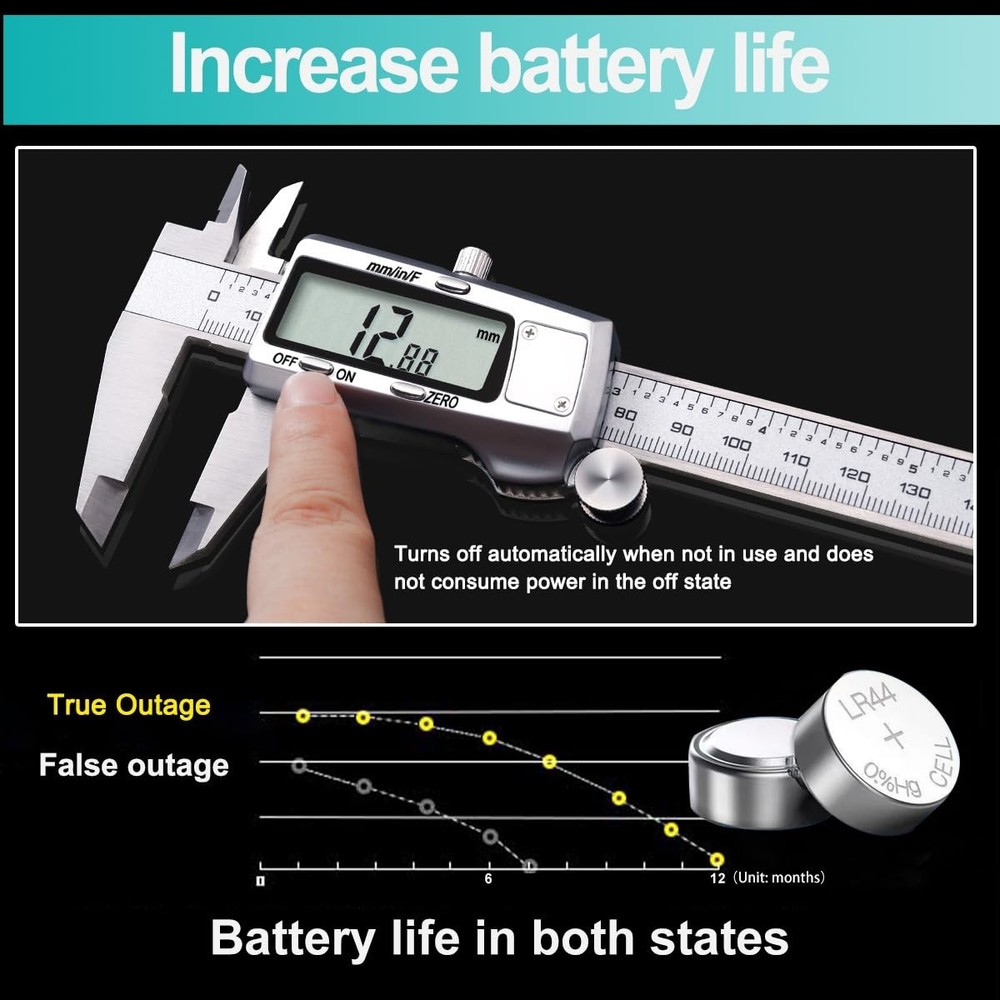 Digital Caliper, Caliper Measuring Tool, Micrometer Dial Vernier Caliper with La