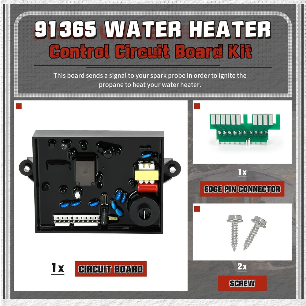 3 in 1 91365 RV Water Heater Control Circuit Board with Fuse,91447 Black