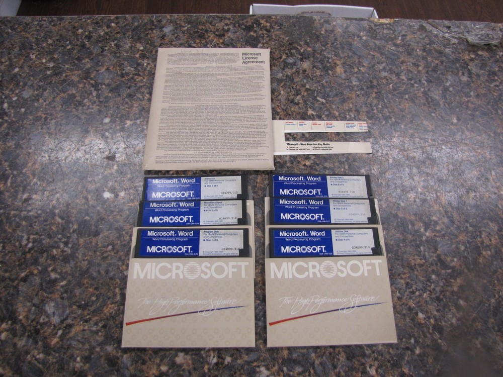 Genuine Vintage Microsoft Word Processing Program for IBM 5.25" disks Set