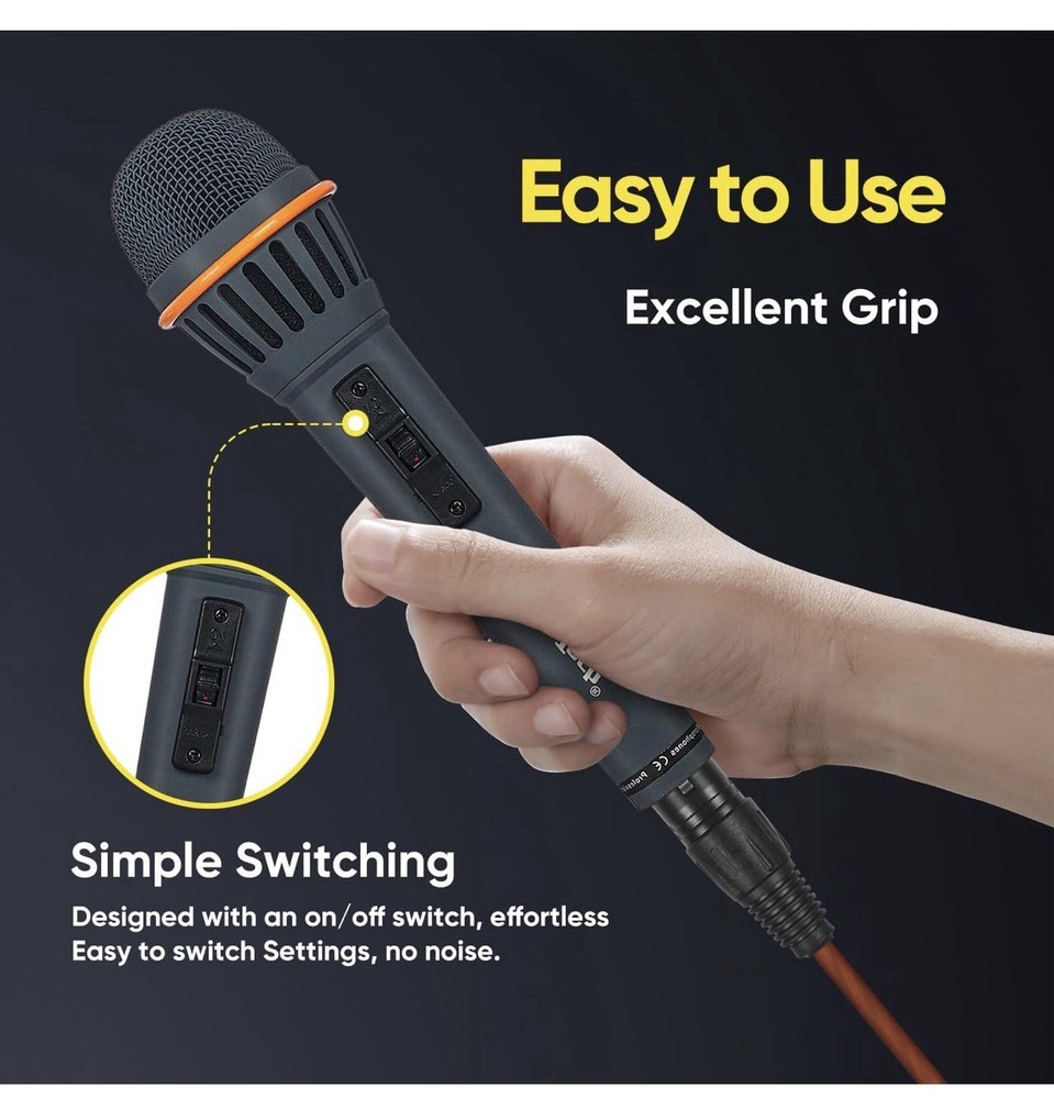 Dynamic Wired Microphone Karaoke PA DJ Speech Includes Case Cable New 1/4inInput