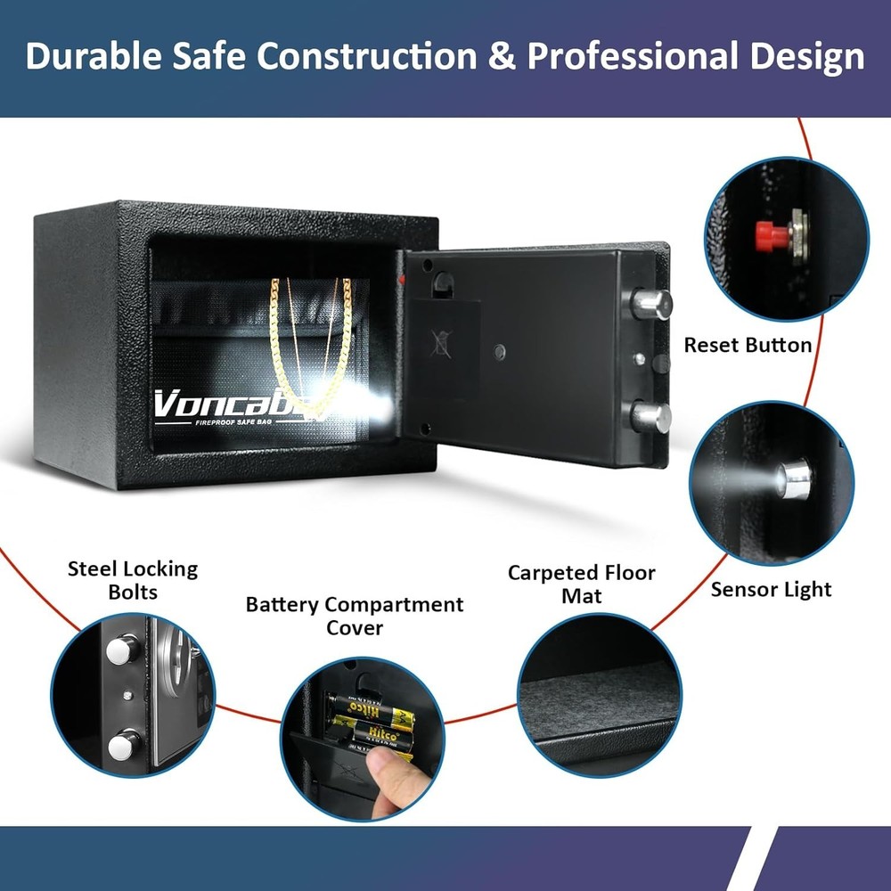 Home Security Safe Box with Intelligent Light & Combination Lock - 0.23 CF