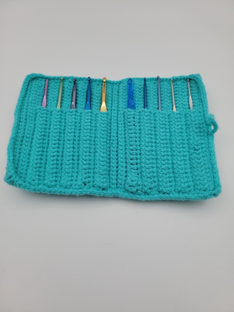 Case For Crochet Hooks CASE ONLY Handmade Soft Turquoise 10 Hook Capacity