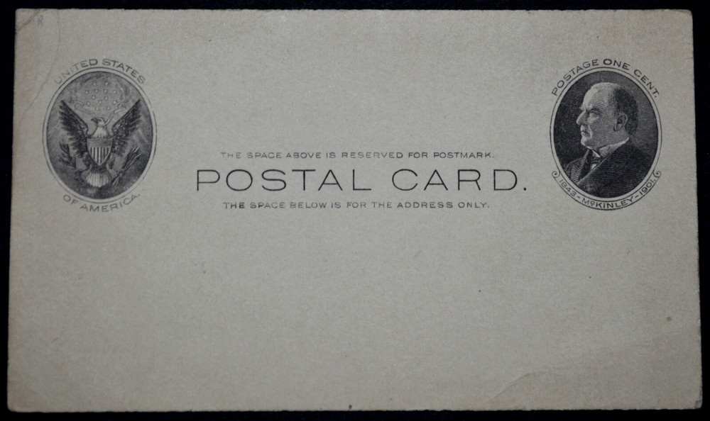 1902 US Sc. #UX18 mint postal card, poor condition
