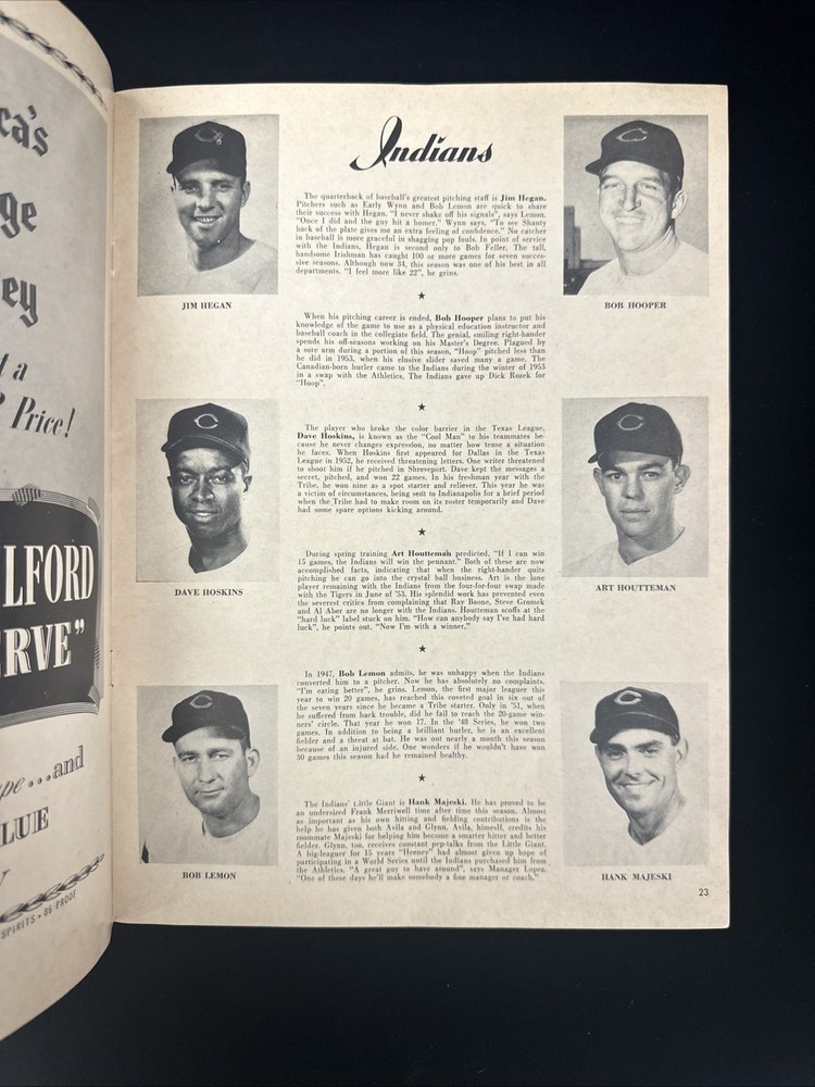 1954 NY Giants World Series Program vs Indians @ Polo Grounds - Unscored - EX
