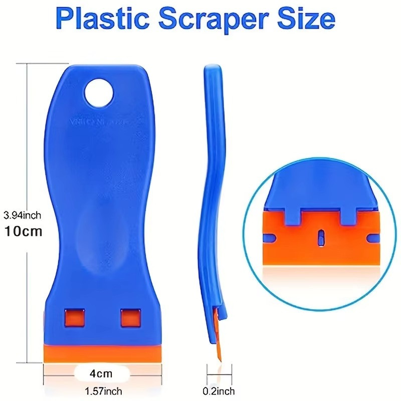 Plastic Blade Scraper with Replacement Blades for Car, Floor & Label Removal