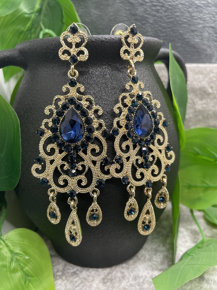 3” Gold-tone Earring Set Boho Bead Retro Drop Dangle New Free Ship B1215