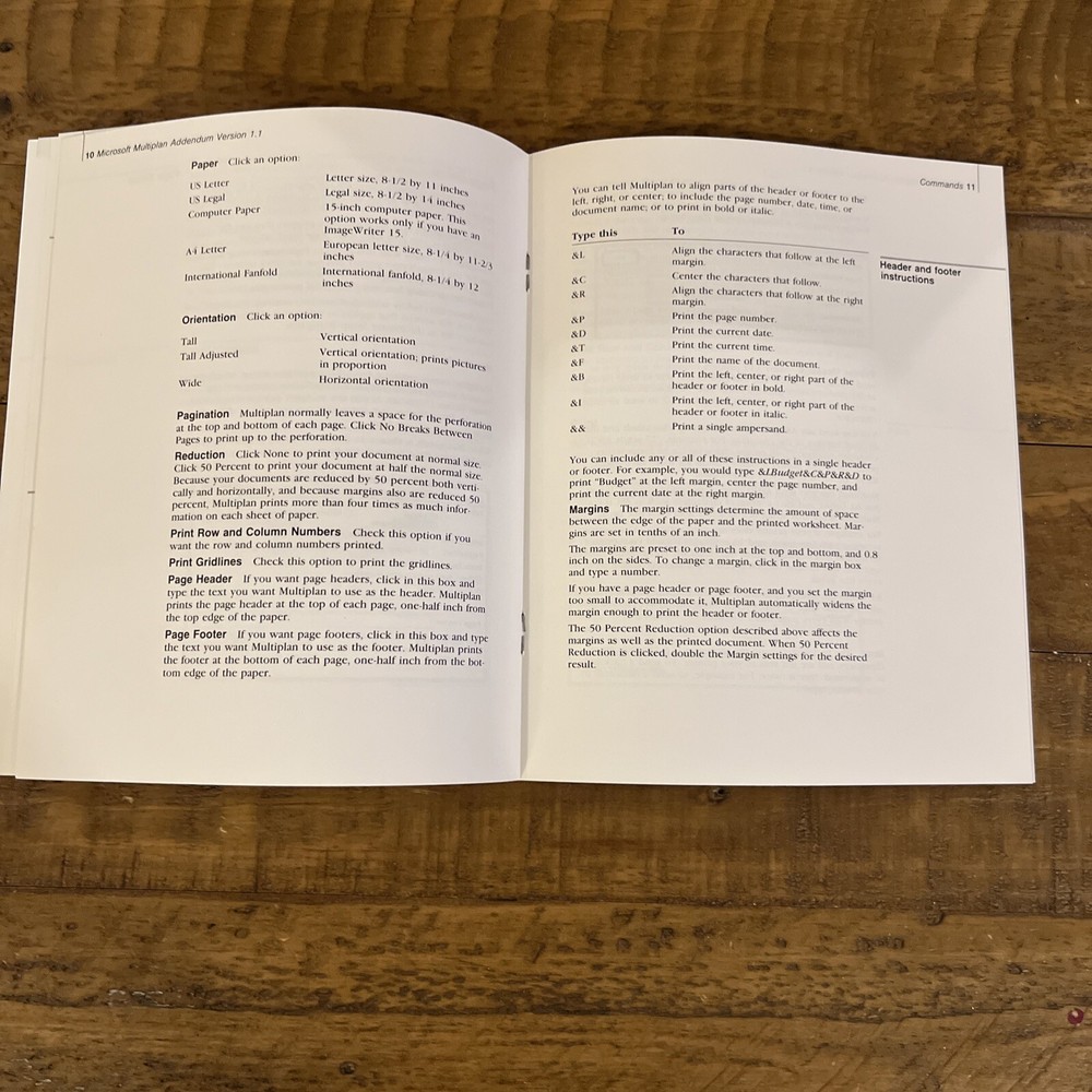 Vtg Microsoft Multiplan Electronic Spreadsheet Program Ver 1.1 Addendum Manual