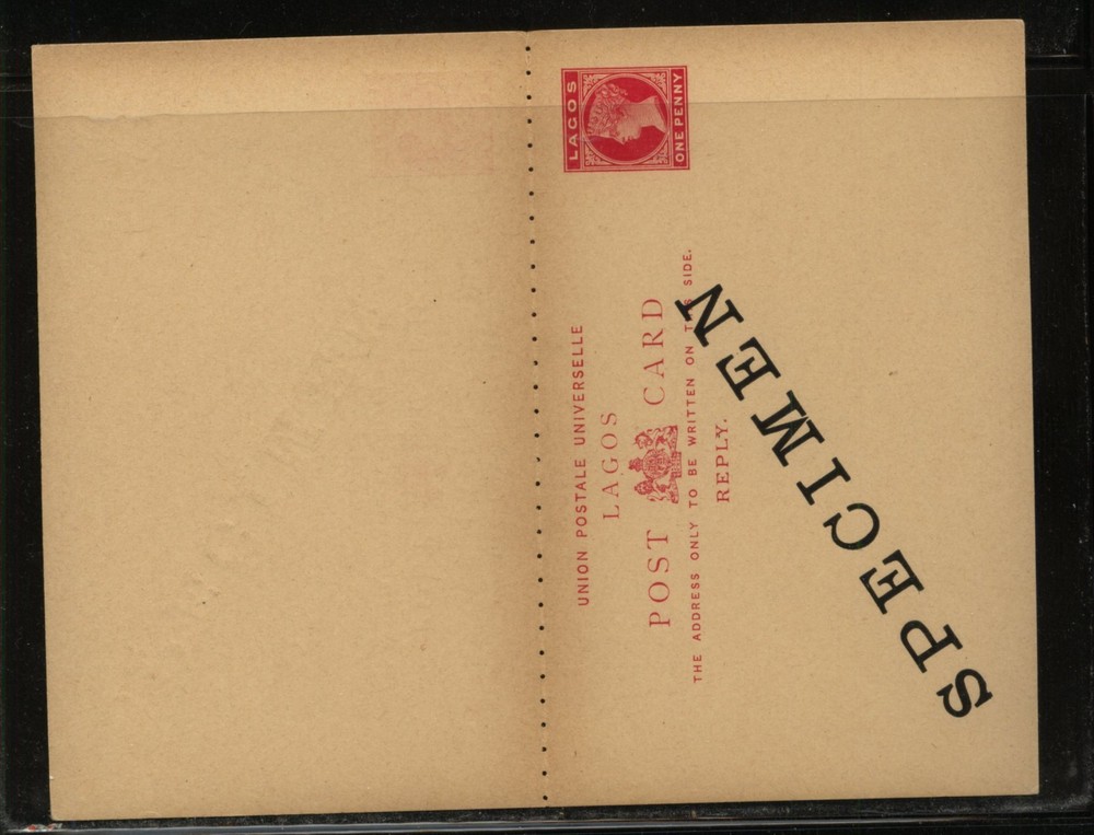Lagos  nice postal  reply  card  specimen         MS0204