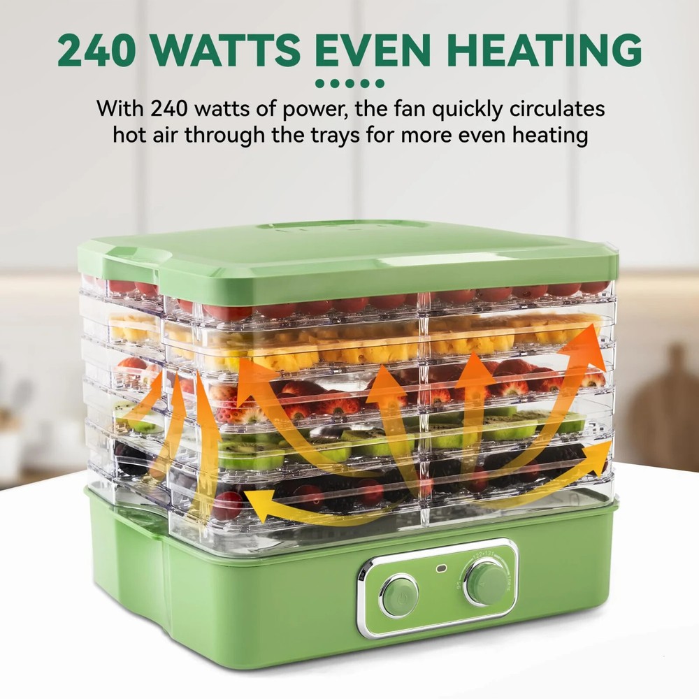 Food Dehydrator BPA-Free Stackable Tray Adjustable Temperature