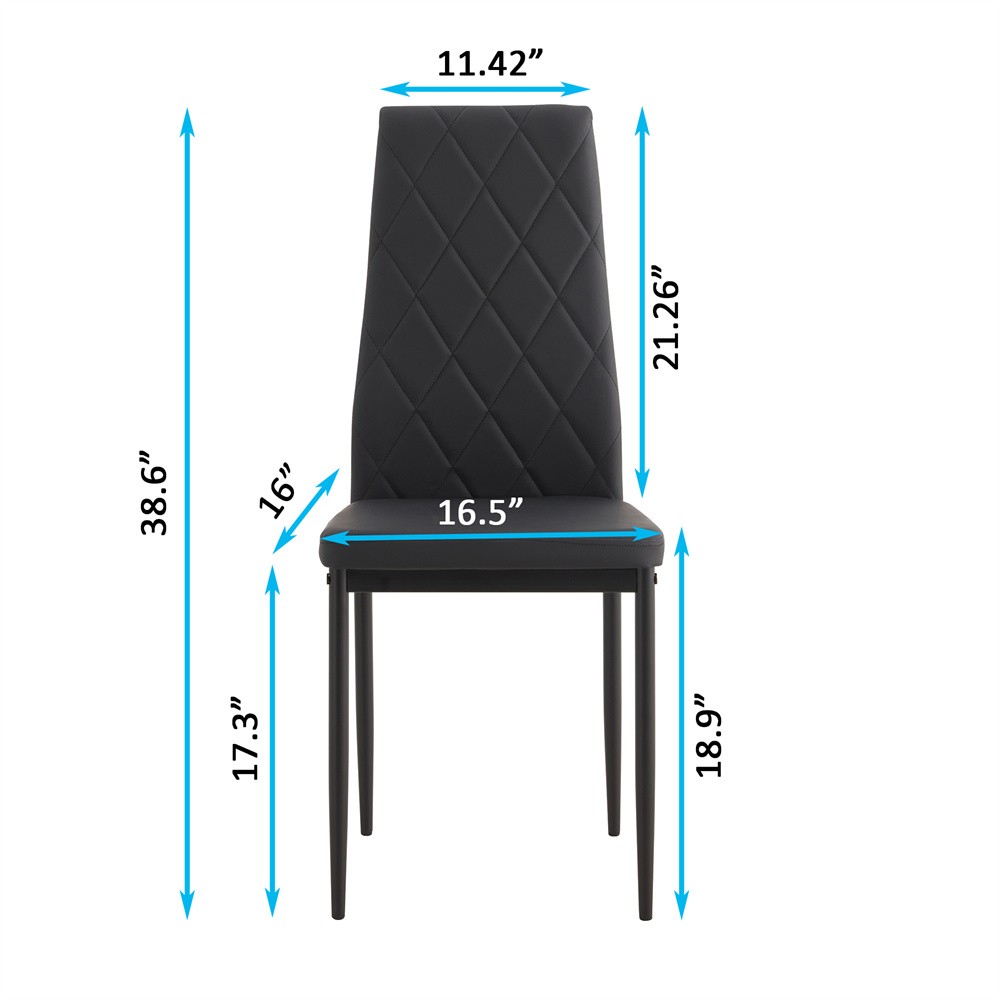 7 Piece kitchen Table set，Modern Black Dining Table Rectangular Tables