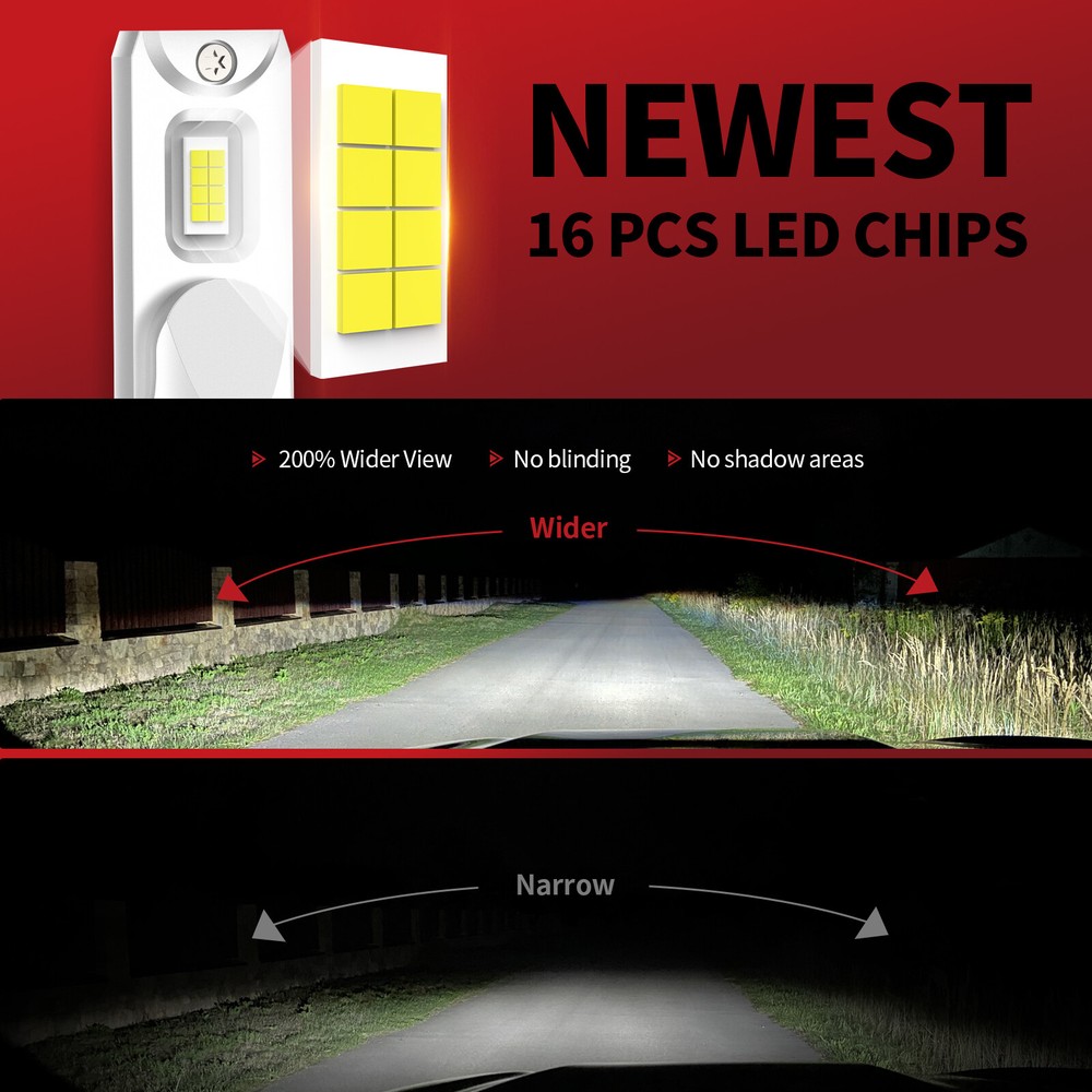 LASFIT H11 LED Headlight 6000K Low Beam Bulbs Conversion Kit 50W Cool White 2PCS