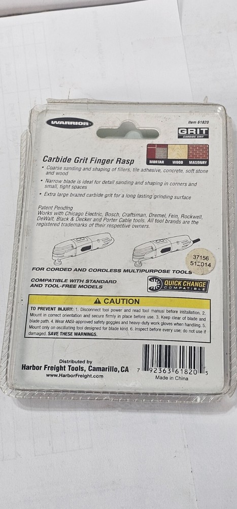 Warrior Carbide Grit Finger Rasp Multipurpose Tool Coarse Sanding Quick Change